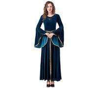Robe Longue Femme Chic Et Elegant Grande Taille Robe Gothique Vintage, Costume Moyen Age Sexy Renaissance Vintage en Velours Royal Fantaisie Dress Up avec Ceinture