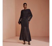 Robe longue femme en maille à manches longues froncée style sirène pour plage et invitée de mariage SHEIN X JIAN LASALA SHEIN X favorise la créativité en offrant aux créateurs de mode, aux artistes et
