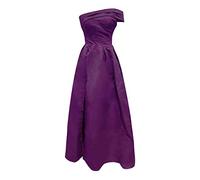 Robe Longue Femme en Satin Sexy Une Épaule Fendue Grande Taille élégante Chic Couleur Unie Dress Swing avec Poches pour Bal Mariage Cocktail de Soirée Longue Mariage Party Robe