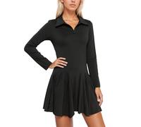 Robe Longue Femme Ete, Robe Femme Chic Et Elegant Robe ÉLéGante De Couleur Unie DéContractéE Avec Ceinture NouéE Manches Longues Col Rabattu Pour Un Usage Quotidien Et Des Tenues Tissu Extensible