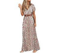 Robe Longue Femme - Femmes Quotidien Mince Robe Droite Robe Longue sans Manches Épaule Froide Solide Imprimé Ourlet Fendu Cordon Robe Décontractée Robe Festival De