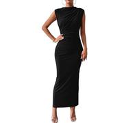 Robe Longue Femme Moulante Longue Robe Casual Dos Nu Automne Robe Sexy Elégant Skinny Slim Robe de Cocktail Soirée Clubbing Bal Fête Taille Haute Robe Cocktail Soiree（Noir M）