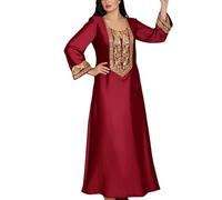 Robe Longue Femme Traditionnelle avec Broderie, Priere Islamique Abaya Femme Musulmane Chic et Elegant, Djellaba Marocaine Dubai pour Événements Culturels et Soirées, Caftan Robe de Priere Ramadan