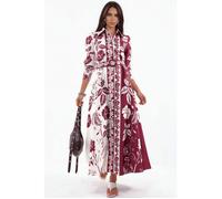Robe Longue Fleurie Ceinturée À Col Chemise XL