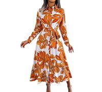 Robe Longue Frange Robe Enveloppante Tempérament Col V Cravate Taille Mode Été Femmes Polyester Midi Robes Élégant D'été, Orange, XL