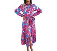Robe Longue Frange Robe Enveloppante Tempérament Col V Cravate Taille Mode Été Femmes Polyester Midi Robes Élégant D'été, Rose chaude., L