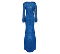 Robe longue - GL0DU - manches longues - décolleté V dentelle - noir en mousseline de soie 40