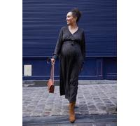 Robe longue grossesse et allaitement motif zébré chocolat 46