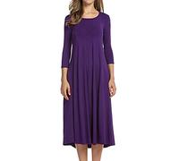 Robe Longue Hiver Robe décontractée à la Mode pour Femmes, col Rond, Manches Longues, mi-Mollet, Robe trapèze Veste pour Robe