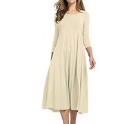 Robe Longue Hiver Robe décontractée à la Mode pour Femmes, col Rond, Manches Longues, mi-Mollet, Robe trapèze Veste pour Robe