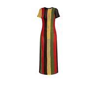 Robe longue jamaïcaine sexy multicolore en résille transparente sur les côtés pour femme, multicolore, Taille S