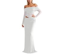 Robe Longue Maxi élégante à épaules dénudées avec empiècement en Tulle Transparent, idéale pour Une soirée Fluide.#Z