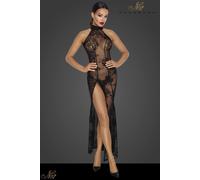 Robe Longue Micro Résille Floquée Velours Dos Nu F239