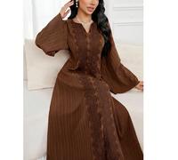 Robe longue minimaliste à manches longues de style arabe, couleur unie. Tenue décontractée pour tous les jours L,M,S,XL,XS,XXL,XXS,XXXL,XXXXLUnicoloreTissu tissé