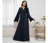 Robe longue minimaliste à manches longues de style arabe, couleur unie. Tenue décontractée pour tous les jours L,M,S,XL,XS,XXL,XXS,XXXL,XXXXLUnicoloreTissu tissé