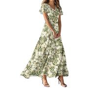 Robe Longue Noire Manche Courte Elegante Cintrée Robe de Soirée Col V Et Elegant Vert armée D'été Vente en Ligne de Plage Femme Fleurie Boheme Chic a Fleur Summer Dress Vert armée XXL