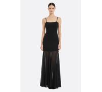 Robe longue noire transparente à bretelles fines - L