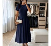 Robe longue pour femmes PoPoHouse, automne, tempérament élégant et sexy, manches courtes, col rond, convient pour les fêtes, les déplacements et les jupes L,M,S,XLTissu tricoté