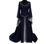 Robe longue Renaissance pour femme - Robe longue médiévale - Manches trompettes - Vintage - Robe de princesse - Robe de princesse - Robe de princesse - Robe de carnaval - Robe de soirée, de cosplay