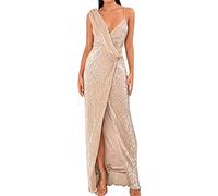 Robe Longue,Robes de soirée en Or à Sequins pour Femmes Jupe Bouffante Longue Robe Automne Femme