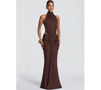 Robe longue sexy à col roulé et dos nu Mozision pour femmes, robe élégante sans manches à épaules dénudées, robe moulante plissée pour soirée en club CAFÉ