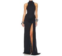 Robe longue sexy sans manches, style tendance, couleur unie, nouvelle collection été 2025(Schwarz,M)