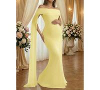 Robe longue sirène en tricot transparent à épaule dénudée sans manches, élastique. Élégante pour la photographie de maternité, l'invitée de mariage, la soirée L,M,S,XL,XXLUnicoloreTissu tricoté