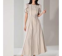 Robe longue style arabe minimaliste et décontractée pour femmes, convient pour un usage quotidien L,M,S,XL,XS,XXL,XXS,XXXL,XXXXLBlocs de couleur,Unicolore,RayéTissu tissé