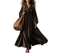 Robe Longue Velours Femme Grande Taille Col Bénitier Fluide Élégante | Coupe Évasée Ample Confortable, Tissu Doux Tombé Fluide, Idéale Soirée Fête Hiver, Toutes Morphologies