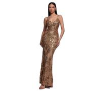 Robe longueÃ bretelles croisÃ©es femme Goddiva DorÃ© 36
