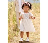 Robe manches courtes boutonnée dos à sequins blanc 12M(74CM)