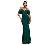 Robe manches drapÃ©es femme Goddiva Off The Shoulder Maxi Vert 46