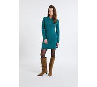Robe manches longues avec boutons dorés - Prisca - S - Vert - Femme - Etam