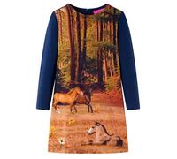 Robe manches longues - vidaXL - Marine - Imprimé chevaux - Taille 104 - Confortable et durable 3-4 ans