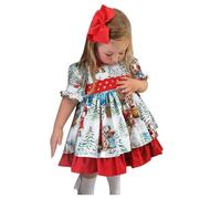 Robe Mariage Fille,Robe Imprimée pour Filles Dentelle de Noël Santa Princesse Dessin Animé Événement Festif Tenue pour Enfants (Red, 18-24 Months)