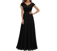 Robe Mariage InvitéE Femme Manches Courtes, Robe Cocktail Femme avec Coutures en Dentelle Longue De Bal SerréE Festive Moulante LéGèRe Et AéRéE Party Couleur Unie Chic Banquet Fluide Dress