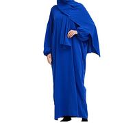 Robe Mariage Musulmane avec Turban Kaftan 1 Piece Couleur Unie Longueur Entière Tenue De Prière Musulmane Femme Manches Longues Élégante Idéal pour Arabe Islamique Caftan Islam Ramadan