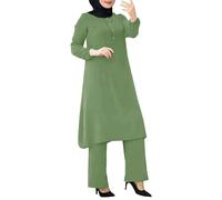 Robe Mariage Musulmane Kaftan 1 Piece Longueur Entière Couleur Unie Vêtements De Prière Musulmane Femme Manches Longues Casual Idéal pour Arabe Islam Abaya Islamique Moyen-Orient