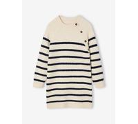 Robe marinière en tricot fille écru 4A