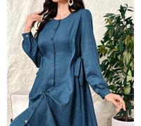 Robe maxi arabe à manches lanternes, boutons devant, style élégant et modeste pour le printemps et l'été. Convient pour tous les jours, le travail, les vacances, les soirées et les invités de mariage 