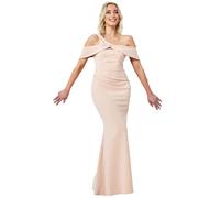 Robe maxi asymÃ©trique Ã noeud sur une Ã©paule femme Goddiva Beige 38
