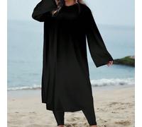Robe maxi burkini grande taille pour femme, ample et confortable, imprimé dégradé numérique, manches longues, pull-over, avec pantalon long séparé, maillot de bain mode conservateur du Moyen-Orient 0X