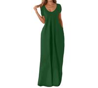 Robe Maxi d'été Sexy pour Femme 2026 Lin Et Coton Ample Décontractée Volants Décontracté Respirant Grandes Tailles Loose Fit Trendy Pas Cher