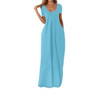 Robe Maxi d'été Sexy pour Femme 2026 Lin Et Coton Ample Décontractée Volants Décontracté Respirant Grandes Tailles Loose Fit Trendy Pas Cher
