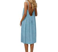 Robe Maxi d'été Sexy pour Femme Femmes Col V RobeTunique Courte Plage Chic et Elegant Midi avec Poches Loose Fit Trendy Pas Cher 2026