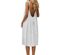 Robe Maxi d'été Sexy pour Femme Femmes Col V RobeTunique Courte Plage Chic et Elegant Midi avec Poches Loose Fit Trendy Pas Cher 2026