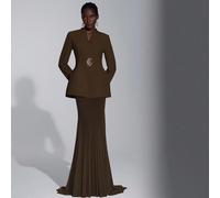 Robe maxi élégante et romantique à coupe minimaliste avec ourlet en queue de poisson. pour les influenceuses, les vacances, les anniversaires, les fêtes, les mariages et les occasions formelles L,M,S,