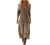 Robe Maxi Femme Bohème Chic Col V Manches Longues Imprimé Géométrique Inspiration Ethnique Style Kaftan Grande Taille Ample Robe de Plage Vintage Automne Printemps Élégante Tunique Soirée Cocktail