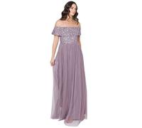 Robe Maxi - MAYA DELUXE - AZBR67-MAXI - Bleu Poudré - Manches Courtes - Fermeture Éclair 36