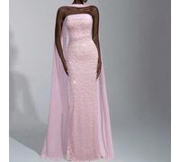 Robe maxi moulante élégante et de luxe avec perles 3D, sans bretelles, avec un col ras-du-cou amovible. Convient pour les rendez-vous, les vacances, les soirées célibataires, les anniversaires, les re